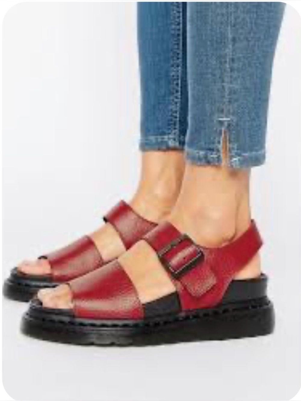 Dr. Martens Romi Red Leather Strap Sandals 8